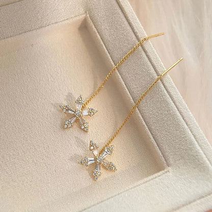 Trendy Long Wire Tassel Thread Chain Climb Star Heart Beads Pendants Drop Earrings women's Straight Hanging Earings Jewelry
