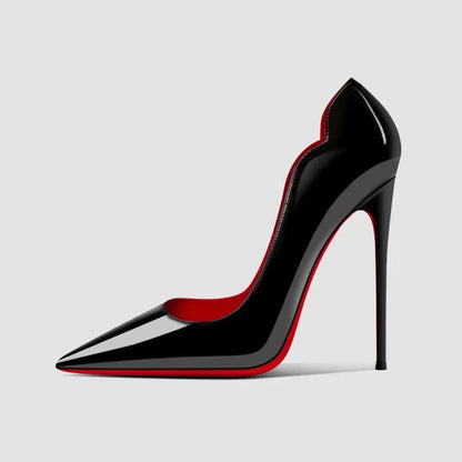New 12cm pointed black high heels for women with slim heels, versatile and sexy, light mouth plus size single shoes 33-46