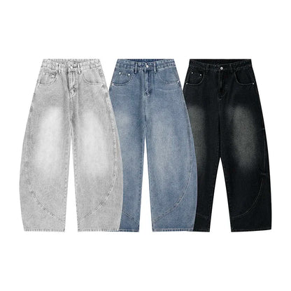 Men's Baggy Lantern Wide Leg Jeans Vintage Washed Denim Pants Loose Streetwear Casual Trousers for Spring Autumn Daily Outdoor