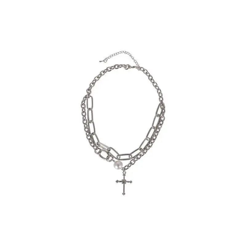 Chain Around The Neck Cross Necklace for Women Pendant Vintage Multilayer Fashion Jewelry Hip-Hop Gothic Style Clavicle Chokers