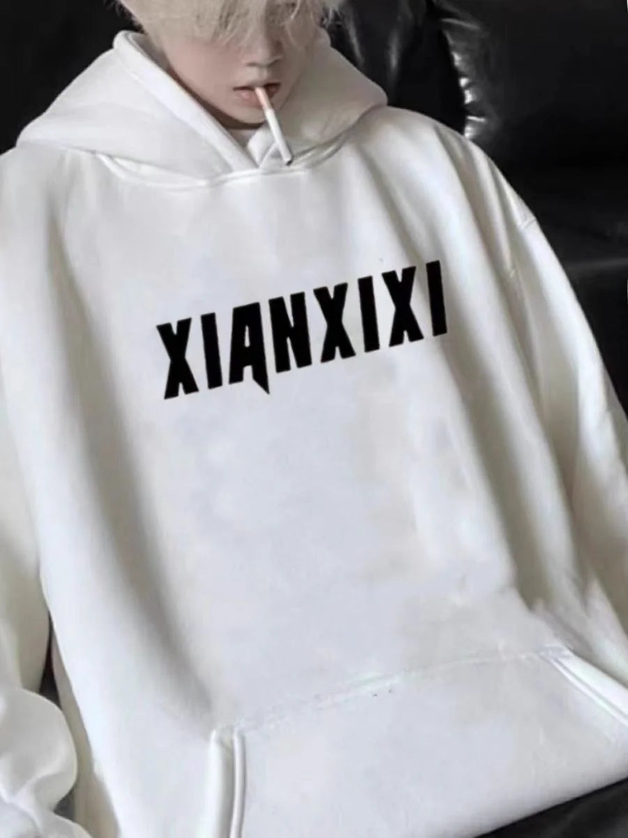 American Style Fleece Lined Hoodie Men's Trendy Streetwear Autumn New Arrival Youthful Cotton Polyester Long Sleeve Sweatshirt