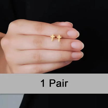14K Gold Filled 6.5MM Cross Earrings Minimalism Jewelry Gold Filled Stud Earrings Brincos Pendientes Oorbellen Earrings