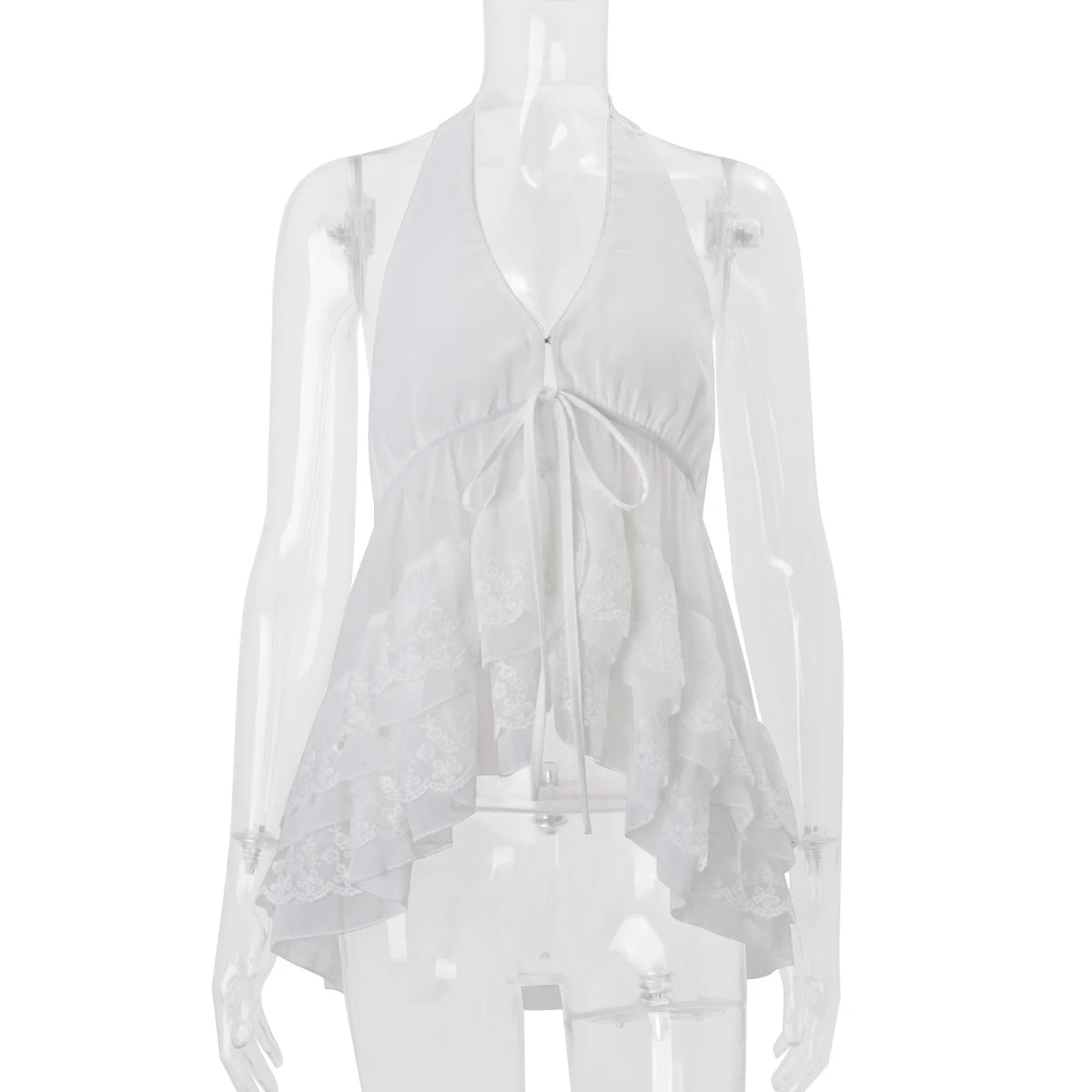 Clothing 2026 Spring New Style French Gentle Small Fresh Chiffon Hook Pattern Irregular Halter Neck Vest Top