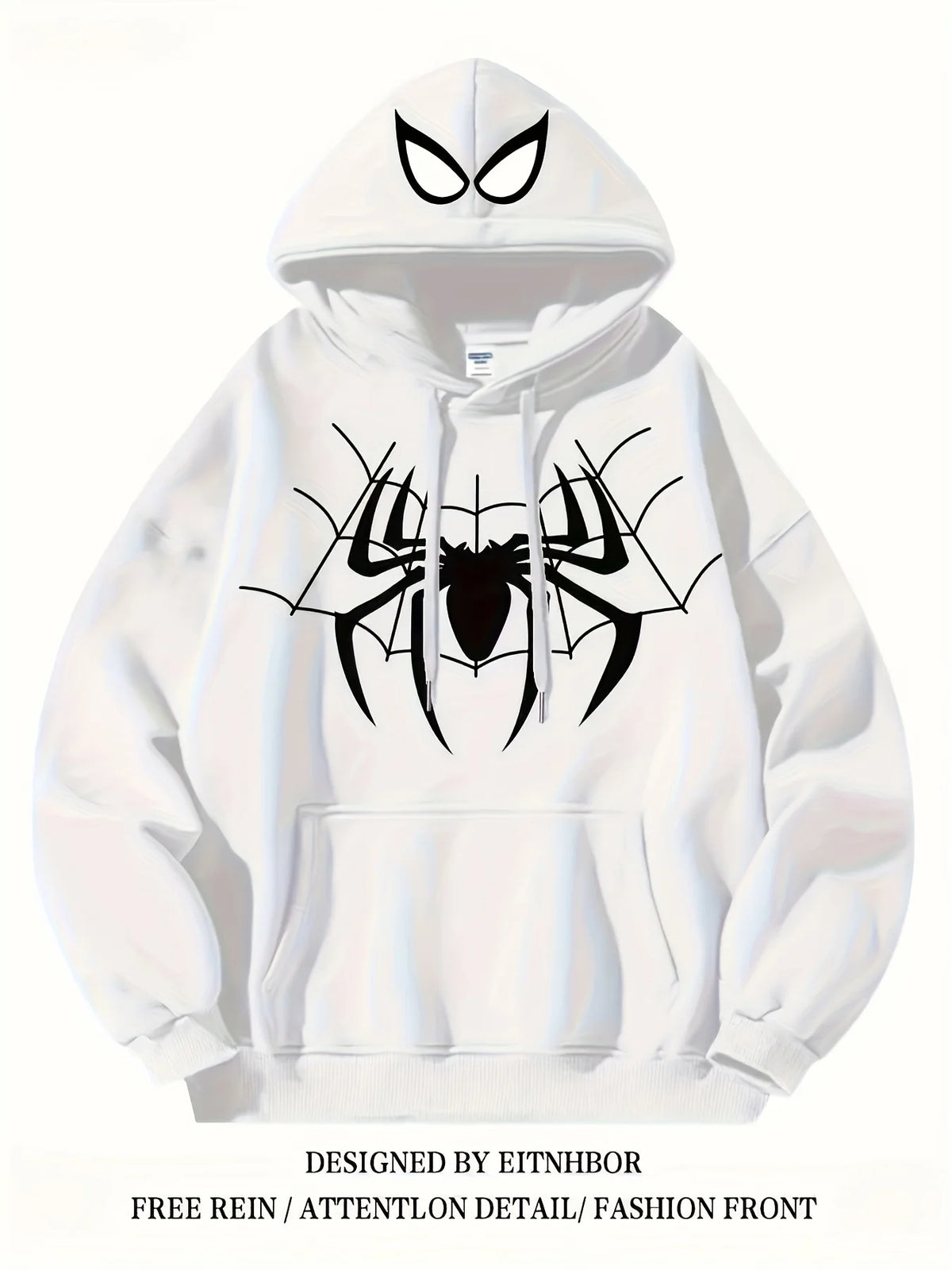 Spider Tide Cool Personality Print Men Women Hooded Sweatshirt Autumn Winter Daily Outdoor Holiday Casual Loose Warm Sportswear