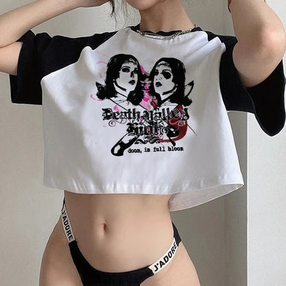 Y2k Tops streetwear  aesthetic fairycore crop top Woman cute aesthetic 90s cropped