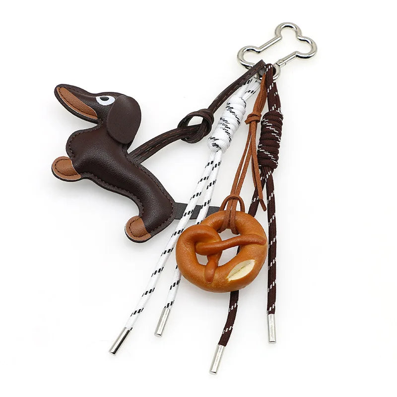 Keychain Cute Bread Car Backpack Pendant Decoration Nylon Woven Suitable for Students, Couples, Key Hooks
