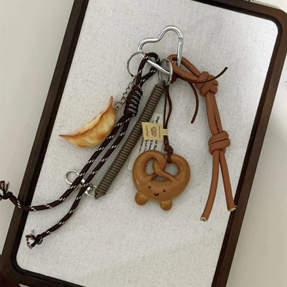 Keychain Cute Bread Car Backpack Pendant Decoration Nylon Woven Suitable for Students, Couples, Key Hooks
