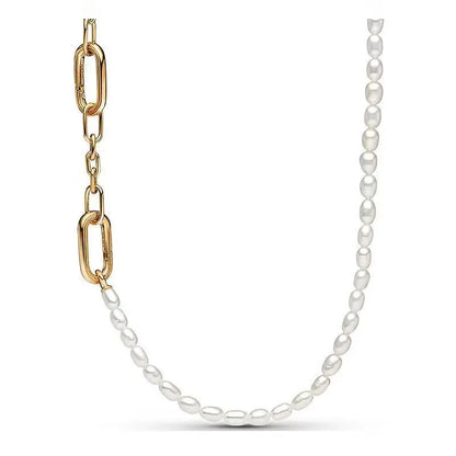 925 Sterling Silver Necklace, Elegant and Exquisite Jewelry, Mixed Beads, Daily Stackable Accessory, Gift for Ladies