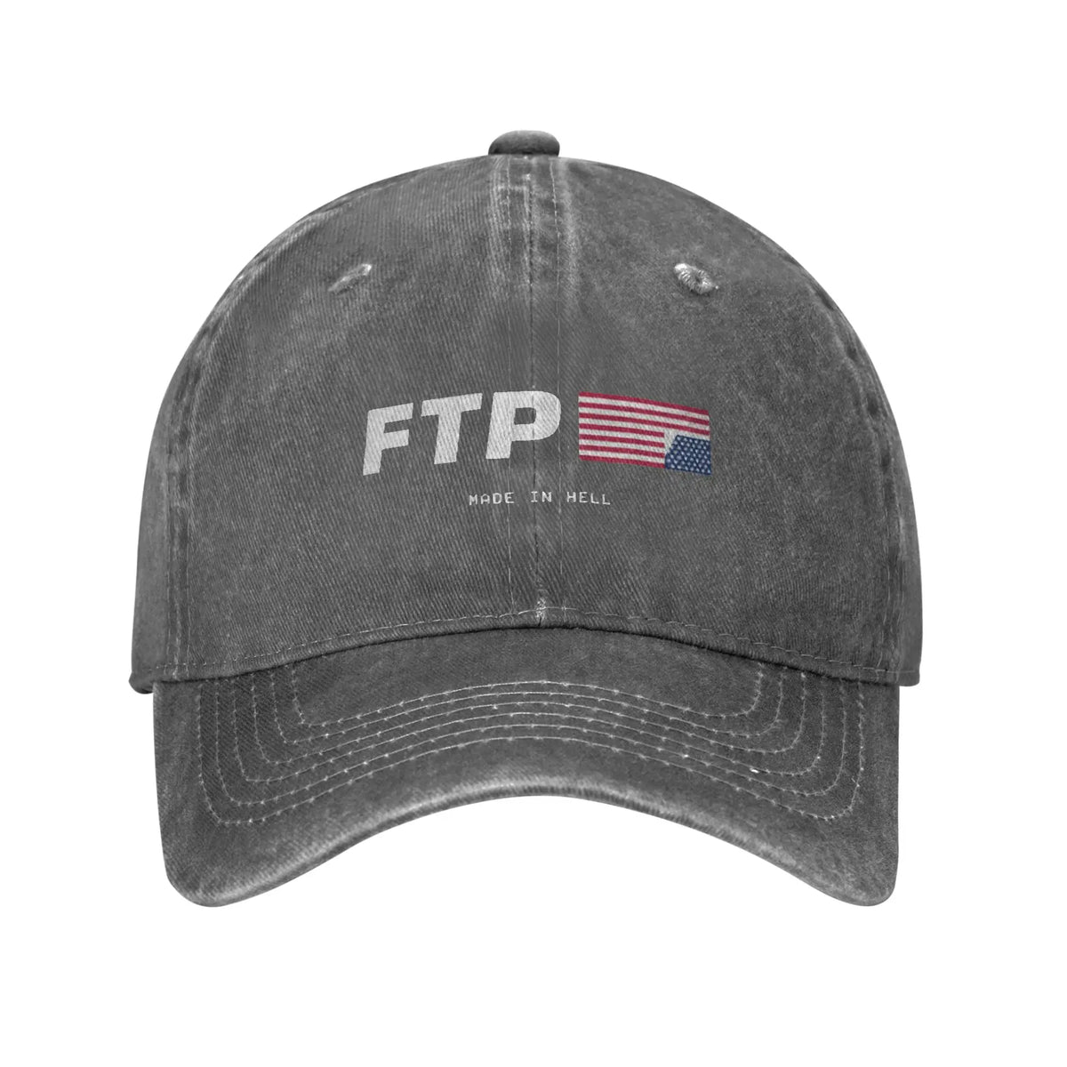 Y2K FTP Made In Hell Personalized Retro Cowboy Washed Baseball Caps Man  Denim Sunscreen Hat Female Camping Snapback Cap