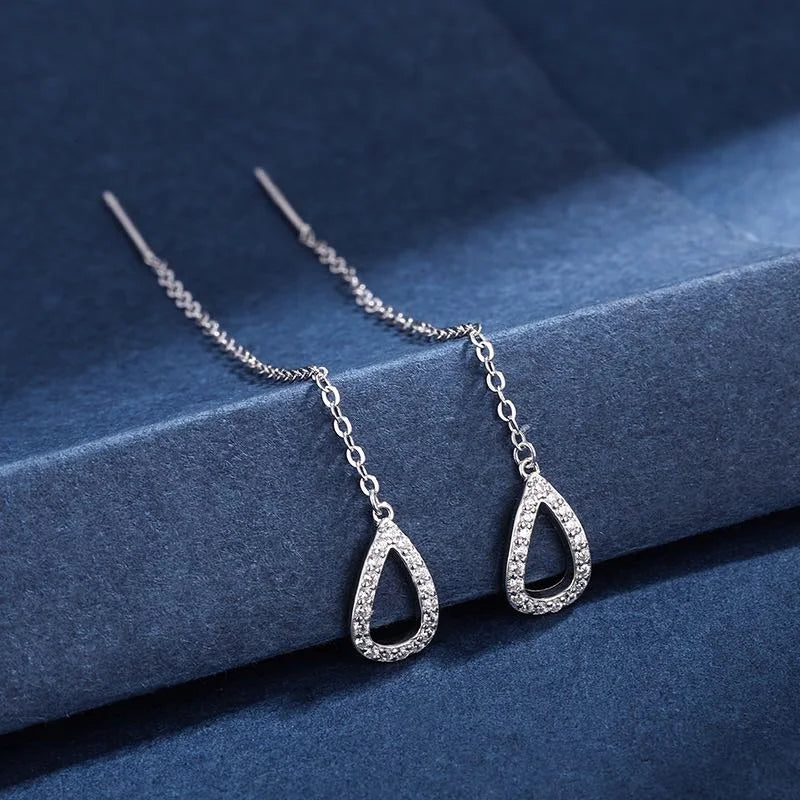Trendy Long Wire Tassel Thread Chain Climb Star Heart Beads Pendants Drop Earrings women's Straight Hanging Earings Jewelry
