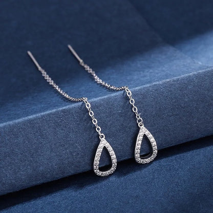Trendy Long Wire Tassel Thread Chain Climb Star Heart Beads Pendants Drop Earrings women's Straight Hanging Earings Jewelry