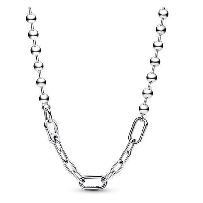 925 Sterling Silver Necklace, Elegant and Exquisite Jewelry, Mixed Beads, Daily Stackable Accessory, Gift for Ladies