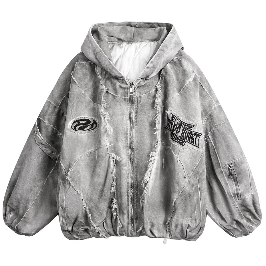 Vintage Men Winter Jackets Thicken Warm Parkas Coat Streetwear Harajuku Hip Hop Oversized Padded Jackets Retro Hooded Jackets