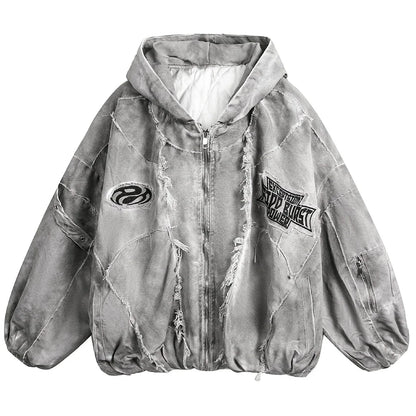 Vintage Men Winter Jackets Thicken Warm Parkas Coat Streetwear Harajuku Hip Hop Oversized Padded Jackets Retro Hooded Jackets