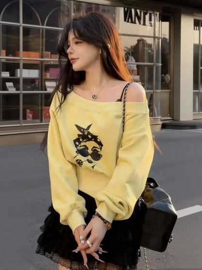 Tunic Batwing Sleeve Off Shoulder Top Women Casual Korean Boat Neck Sweatshirt Waist Split Long Sleeve T Shirt Basic Tees