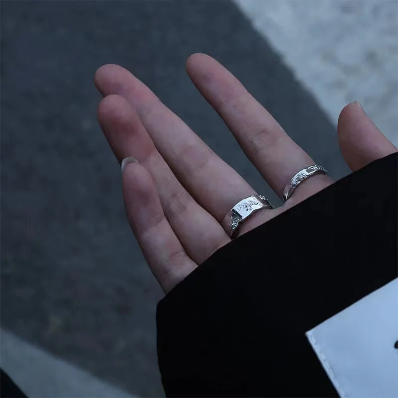 GUFTM Korean Irregular Rings Rhinestone Natural Stone Wedding Engagement Rings Adjustable Y2K Rings Aesthetic Jewelry