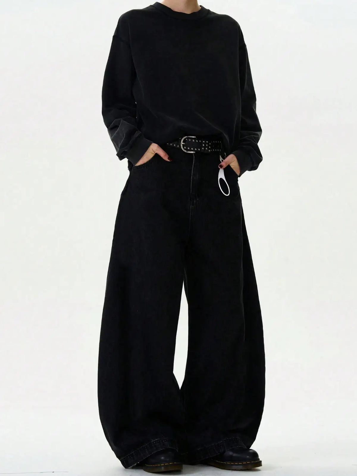 High Streets Spring Summer Men's Jeans Baggy Wide Leg Curved Knife Denim Pants Loose Solid Color Male Trendy Trousers