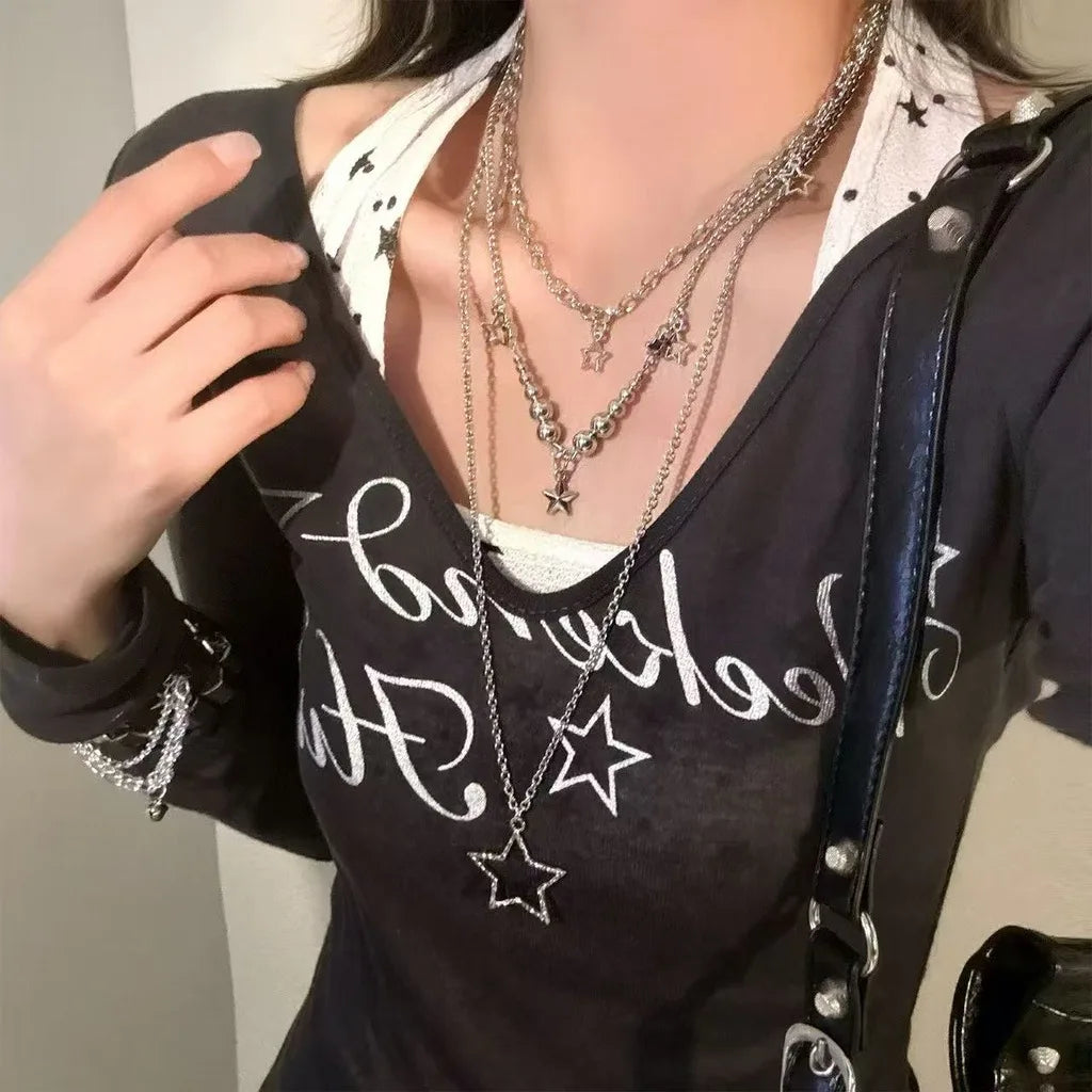 Clavicle Chain Necklace Fresh Women Multilayer Necklace Retro Necklace Retro For Hanging Out Campus Life Date