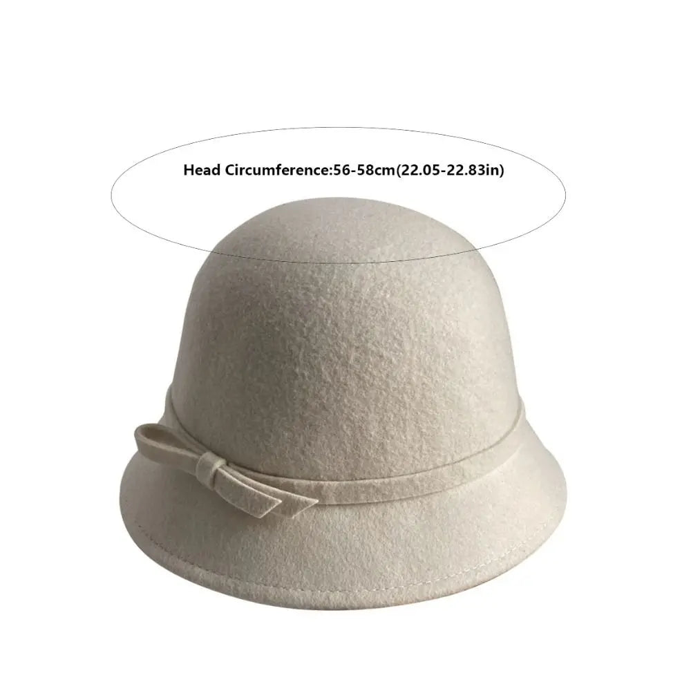 Retro Hepburnesque Felt Formal Hat Wealthy Heiress Style British Style Bowknot Bucket Hat Panama Cap Autumn