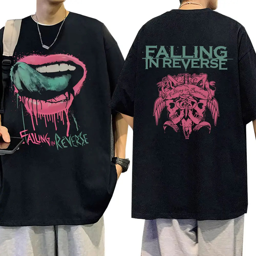 Falling in Reverse T Shirts Men Women Gothic Rock Streetwear Men's Casual Soft Cotton Retro T-shirt Male Oversized Streetwear