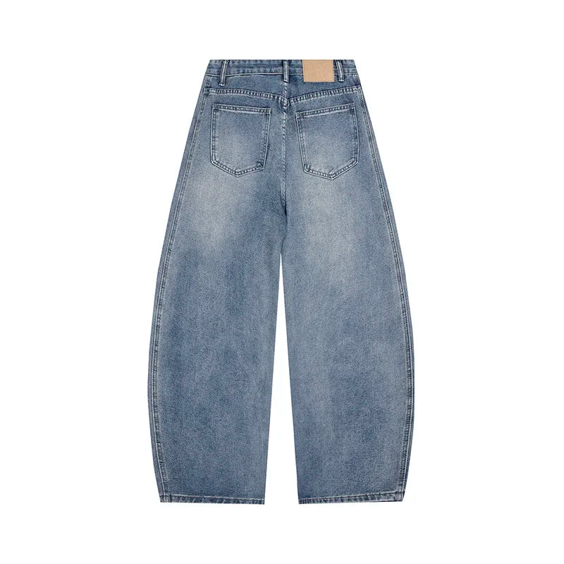 Men's Baggy Lantern Wide Leg Jeans Vintage Washed Denim Pants Loose Streetwear Casual Trousers for Spring Autumn Daily Outdoor