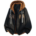 Large Size Men's Jacket Coat Fake Two-Piece Autumn Winter New Style Street Trend Polyester Fiber Non-Shrinkage Zipper Closure...