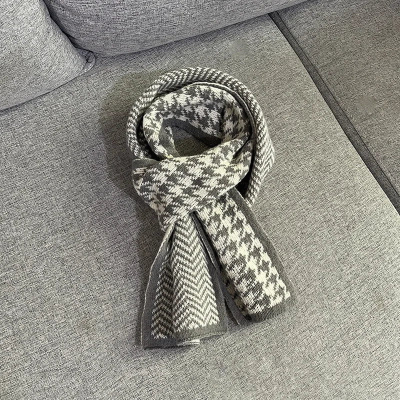 Women's Scarfs Korean Checkered Simple Harajuku Sweet Kawaii Versatile Winter Velvet Thickened Warm Comfortable Necks For Gorl