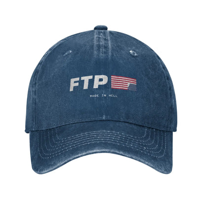 Y2K FTP Made In Hell Personalized Retro Cowboy Washed Baseball Caps Man  Denim Sunscreen Hat Female Camping Snapback Cap