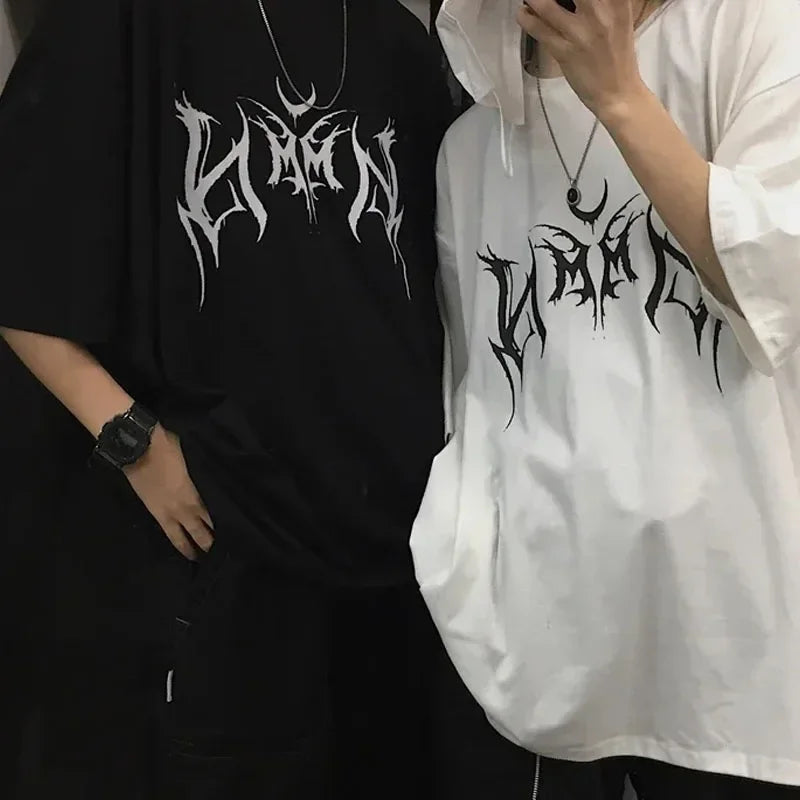 Y2K Women's T-shirt Hip-Hop Loose Punk Letter Printing Women Harajuku Oversize Short-sleeve Tops Y2K Clothing Vintage T Shirt