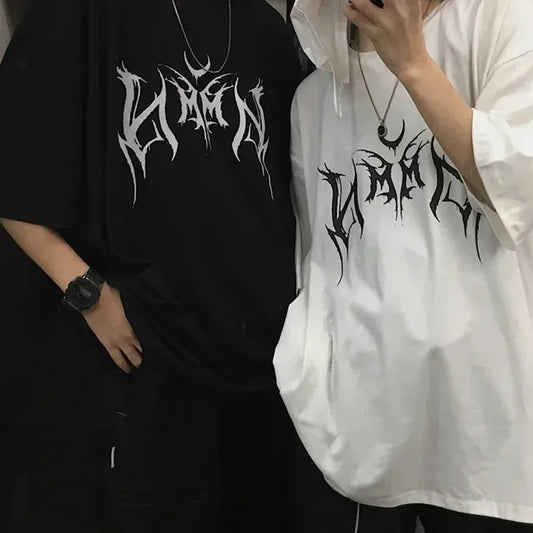 Y2K Women's T-shirt Hip-Hop Loose Punk Letter Printing Women Harajuku Oversize Short-sleeve Tops Y2K Clothing Vintage T Shirt