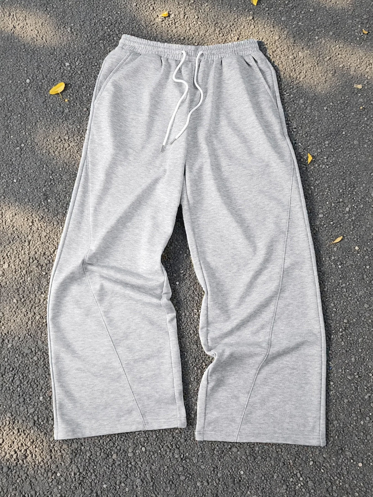 Men's Light Gray Wide Leg Sweatpants Spring Fall Loose Straight Leg Casual Trousers