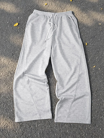 Men's Light Gray Wide Leg Sweatpants Spring Fall Loose Straight Leg Casual Trousers