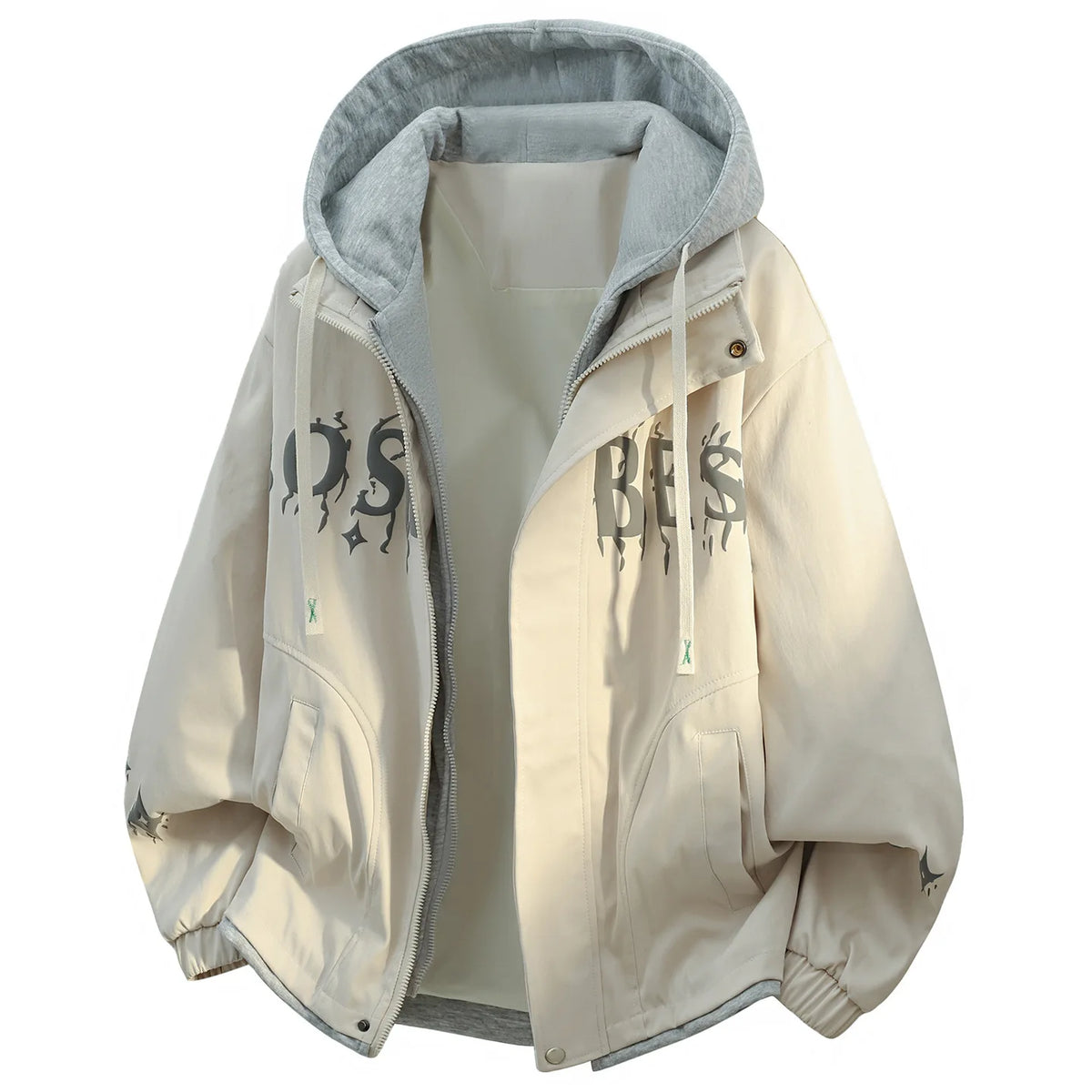 Large Size Men's Jacket Coat Fake Two-Piece Autumn Winter New Style Street Trend Polyester Fiber Non-Shrinkage Zipper Closure...