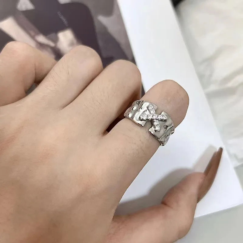 Cute Y2K Star Open Ring for Women Creative Vintage Silver Color Adjustable Rings Couple Jewelry Gift