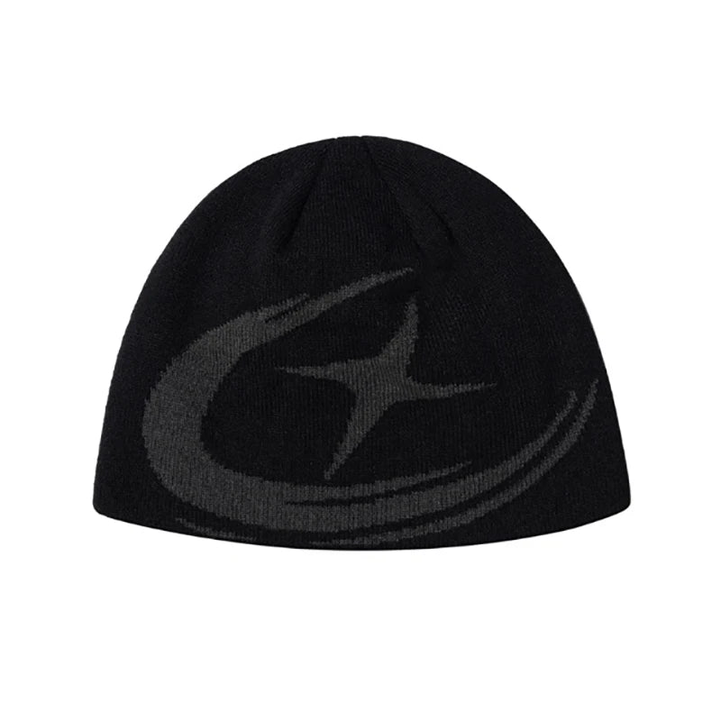 Women Beanie Korean Fashion Letter Jacquard Gothic Winter Warm Knit Vintage Y2k Hat Streetwear Wool Aesthetic Unisex Accessories