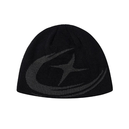 Women Beanie Korean Fashion Letter Jacquard Gothic Winter Warm Knit Vintage Y2k Hat Streetwear Wool Aesthetic Unisex Accessories